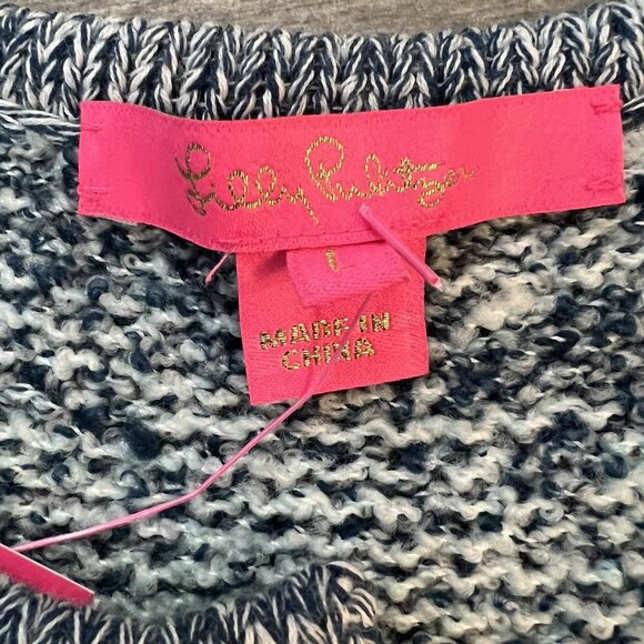 Lilly Pulitzer Beckington Cardigan Abaco Blue Marl Size Large Sweater Tweed - Picture 5 of 10